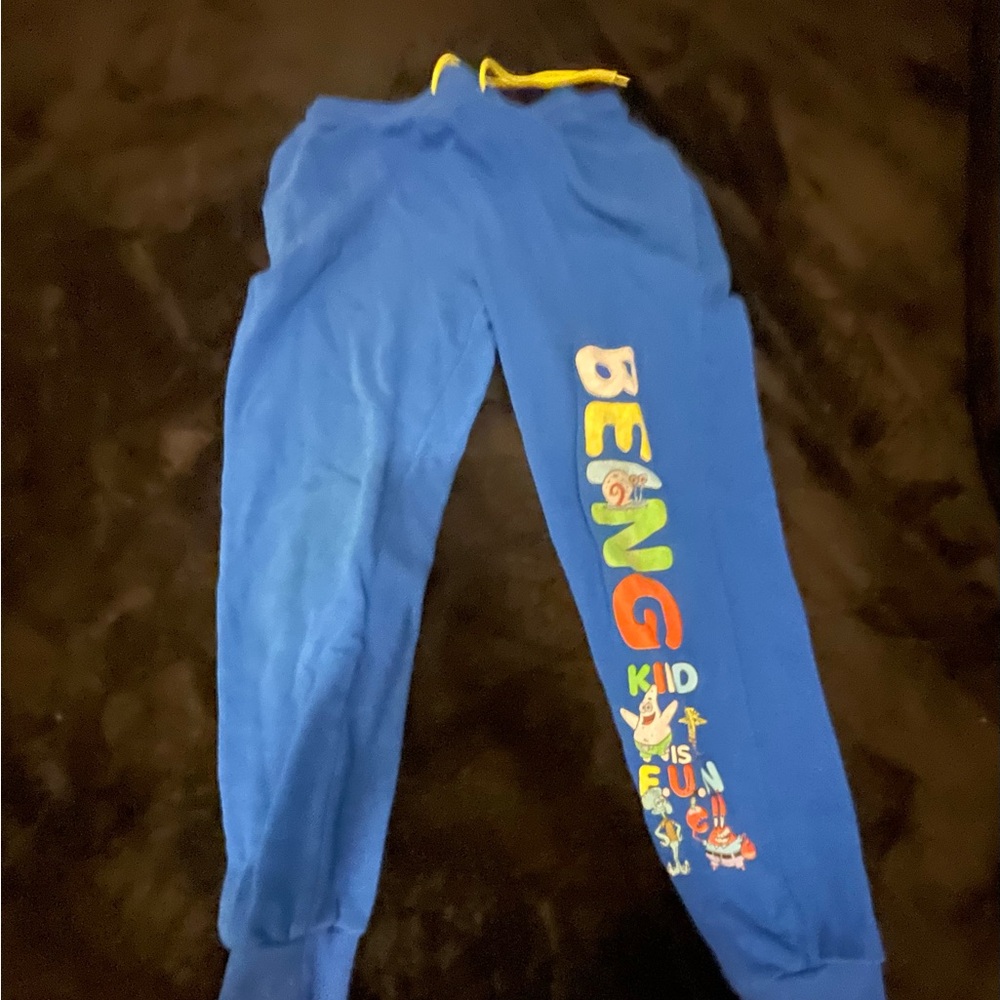 Blue Kids Joggers with Colorful Print